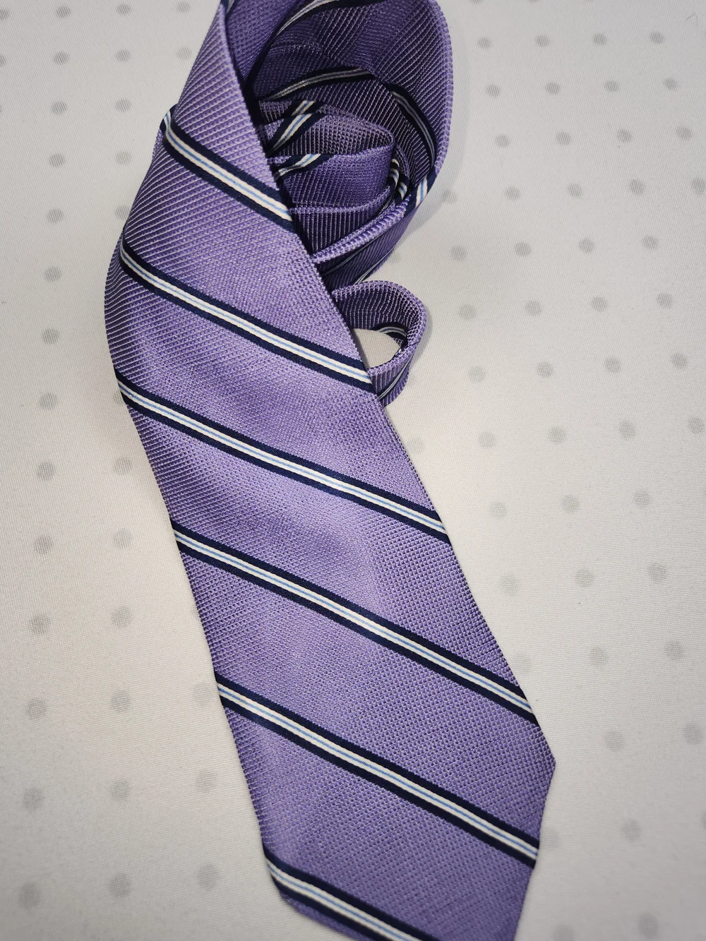 Brooks Brothers Purple, Black & White Striped Tie 100% Silk Men's Necktie 58